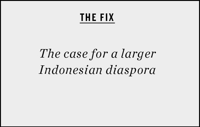 Black text on a grey background reads: The case for a larger Indonesian diaspora